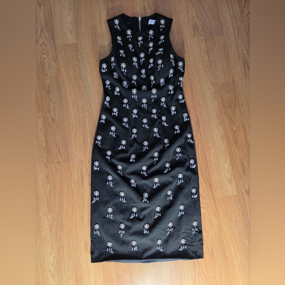 Mac Duggal Black and White Sheath Midi Dress
